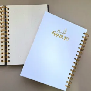 نوت بوك A5 منقط سلك مزدوج هارد كوفر أبيض 15×21 سم مع جيب داخلي، 120 ورقة كريمي 110جم من Egy Bujo للبوليت جورنال