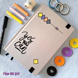 نوت بوك A5 منقط هارد كوفر رمادي مع ريشتة سوداء، 120 ورقة كريمي طبقة حماية للبوليت جورنال من Egy Bujo