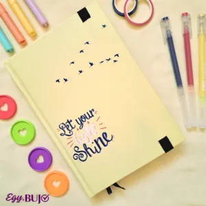 نوت بوك A5 منقط هارد كوفر أصفر sunshine مع ريشتة سوداء، 120 ورقة كريمي طبقة حماية للبوليت جورنال من Egy Bujo