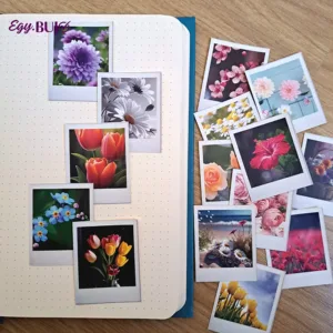 ستيكرز صور زهور بولارويد متنوعة | باك 40 ستيكر ورق بطبقة حماية مقاس 4.3×5.5 سم للبوليت جورنال – Bujo Egy