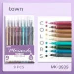 مجموعة أقلام جل موراندي 0.5 مم ألوان هادية أزرق أخضر برتقالي وردي سن رفيع ناعم للبوليت جورنال من Egy Bujo