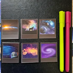 ستيكرز بولارويد جالاكسي فضاء نجوم قمر 24 قطعة مجرات سدم لامعة مقاس 4.54×5 سم طبقة حماية للبوليت جورنال من Egy Bujo