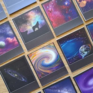 ستيكرز بولارويد جالاكسي فضاء نجوم قمر 24 قطعة مجرات سدم لامعة مقاس 4.54×5 سم طبقة حماية للبوليت جورنال من Egy Bujo