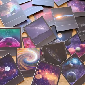 ستيكرز بولارويد جالاكسي فضاء نجوم قمر 24 قطعة مجرات سدم لامعة مقاس 4.54×5 سم طبقة حماية للبوليت جورنال من Egy Bujo