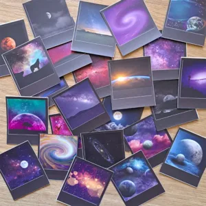 ستيكرز بولارويد جالاكسي فضاء نجوم قمر 24 قطعة مجرات سدم لامعة مقاس 4.54×5 سم طبقة حماية للبوليت جورنال من Egy Bujo