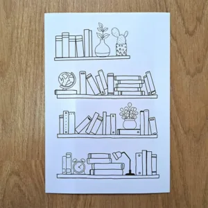 متتبع الكتب Book Tracker 4 تصاميم رفوف كتب خطوط فنية مع صبار كرة أرضية زهرة مصباح مقاس 14×20 سم من Egy Bujo للبوليت جورنال