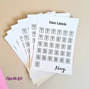 ستيكرز Daily Log تأريخ أيام أسابيع أبريل مايو مقاس 1×1 سم 12 شيت للبلانر اليومي من Egy Bujo