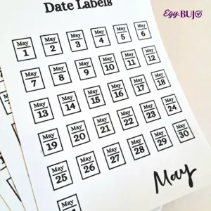 ستيكرز Daily Log تأريخ أيام أسابيع أبريل مايو مقاس 1×1 سم 12 شيت للبلانر اليومي من Egy Bujo