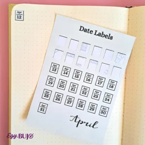ستيكرز Daily Log تأريخ أيام أسابيع أبريل مايو مقاس 1×1 سم 12 شيت للبلانر اليومي من Egy Bujo