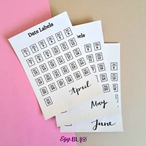 ستيكرز Daily Log تأريخ أيام أسابيع أبريل مايو مقاس 1×1 سم 12 شيت للبلانر اليومي من Egy Bujo